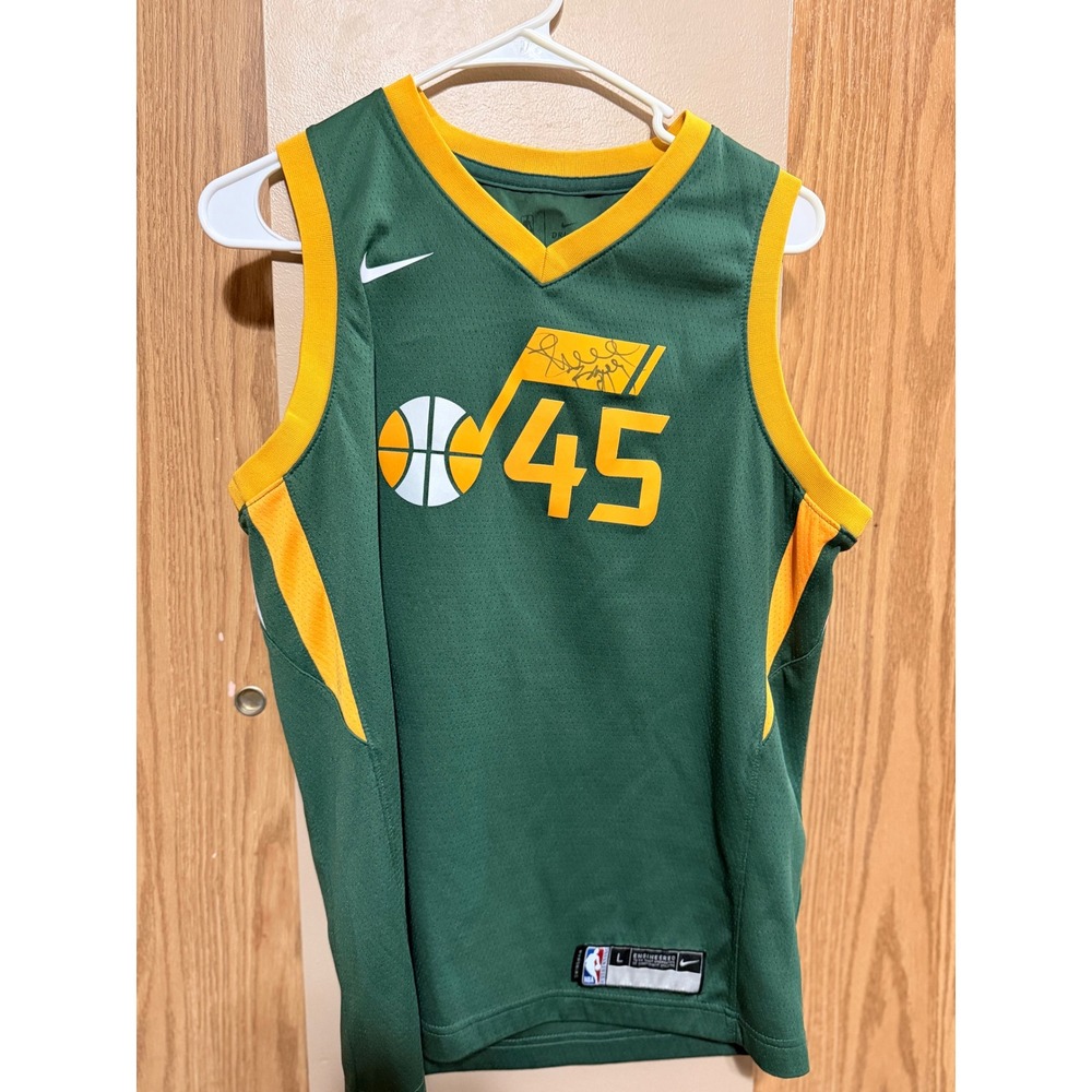 Nike Utah Jazz Jersey Youth L Green Polyester Donovan Mitchell 45 NBA Swingman